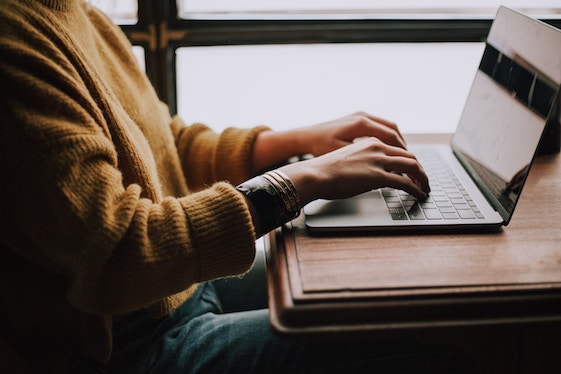 woman working on laptop