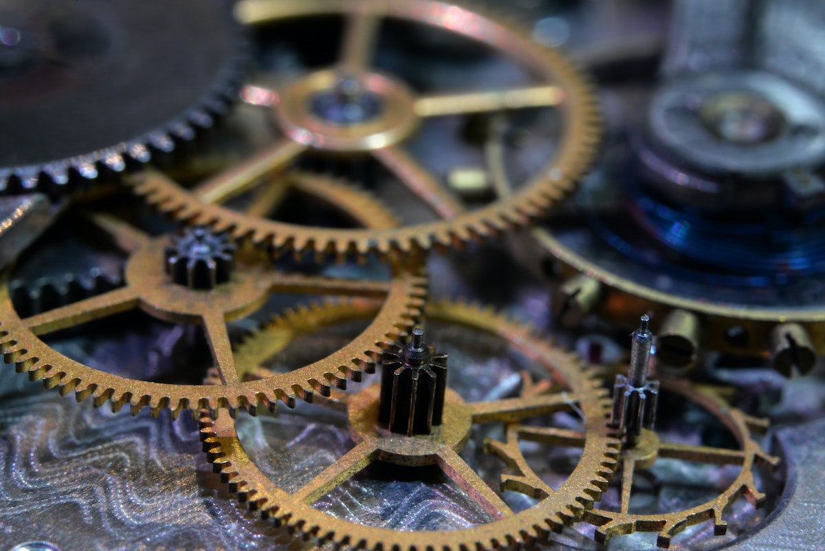 Gears in a wrist watch